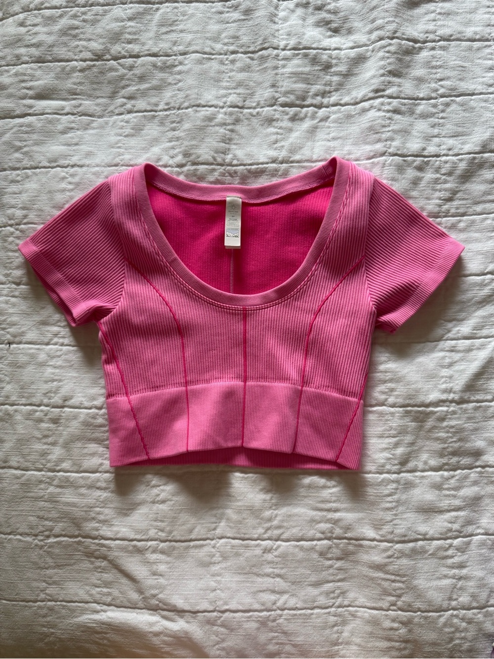 aerie Ribbed Scoop-Neck Crop Top - Hot Pink